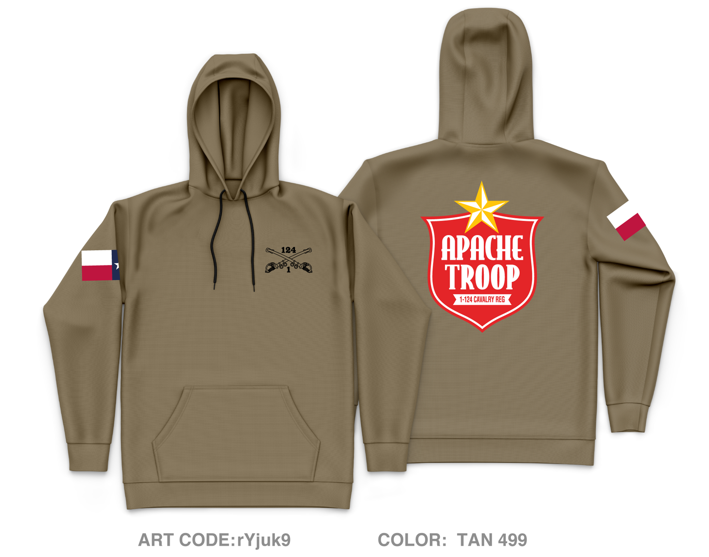 A Troop 1|124th Cavalry Reg Core Men's Hooded Performance Sweatshirt - rYjuk9