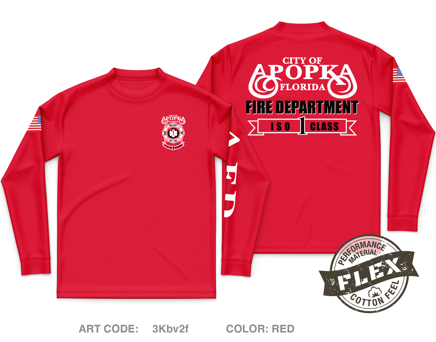 Apopka Fire Department Core Men's LS Flex Performance Tee - 3Kbv2f