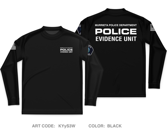 Murrieta Police Department Evidence Unit Core Men's LS Performance Tee - KYyS3W