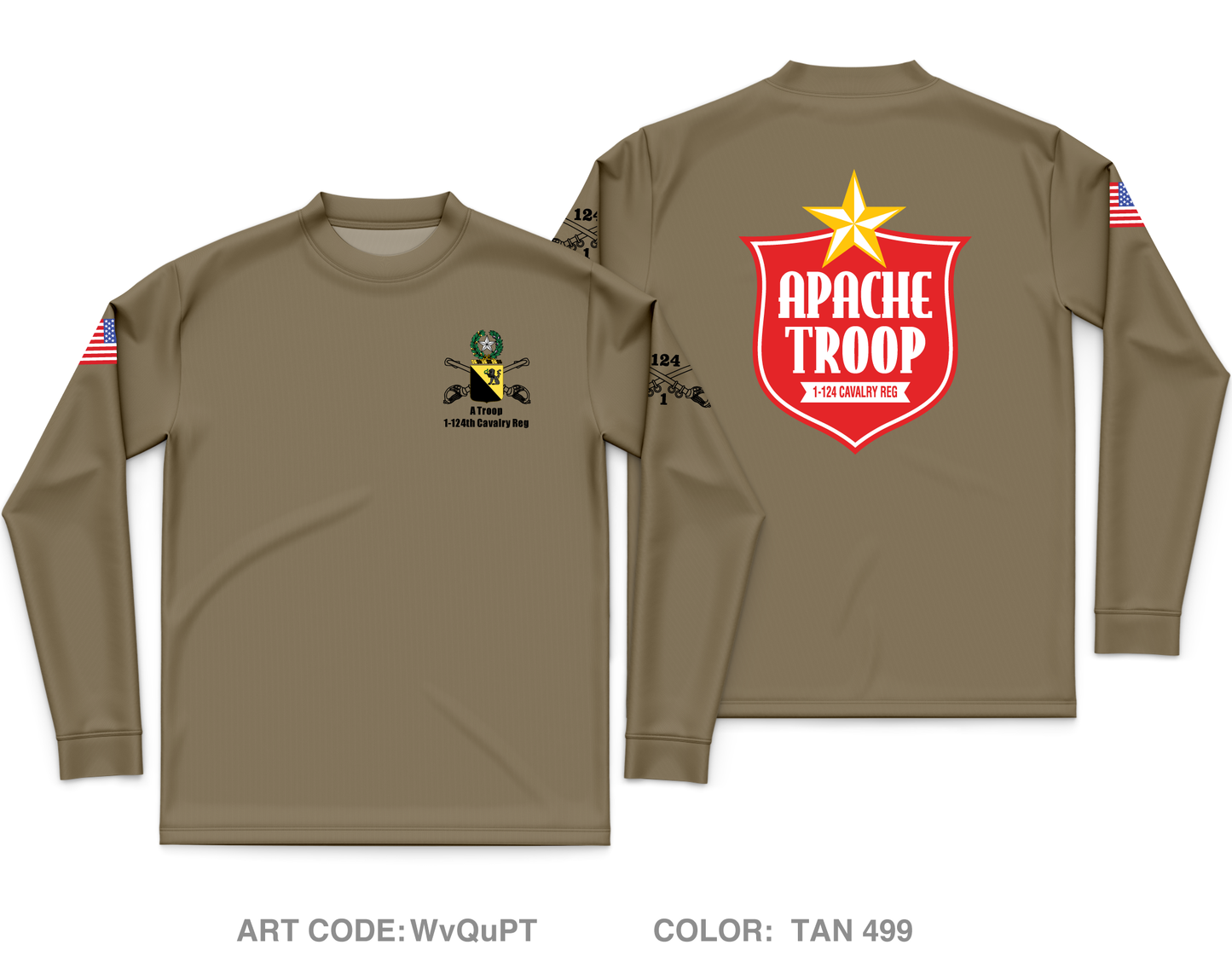 A Troop 1|124th Cavalry Reg Core Men's LS Performance Tee - WvQuPT