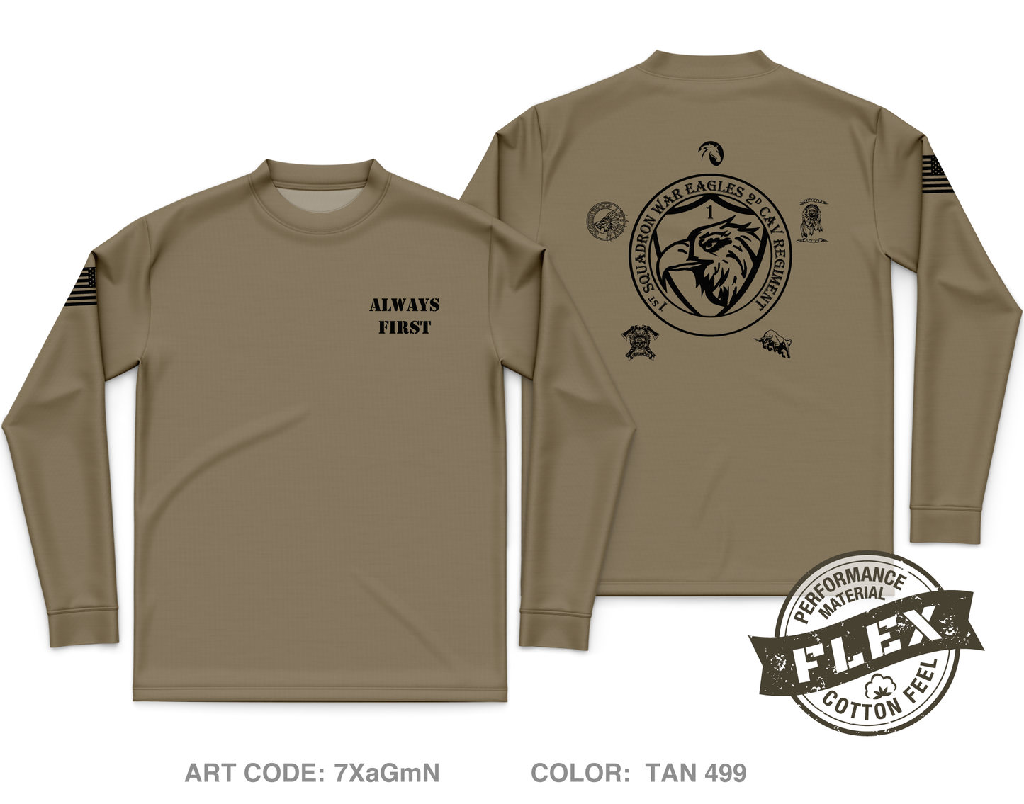 1st Squadron, 2d Cavalry Regiment Core Men's LS Flex Performance Tee - 7XaGmN