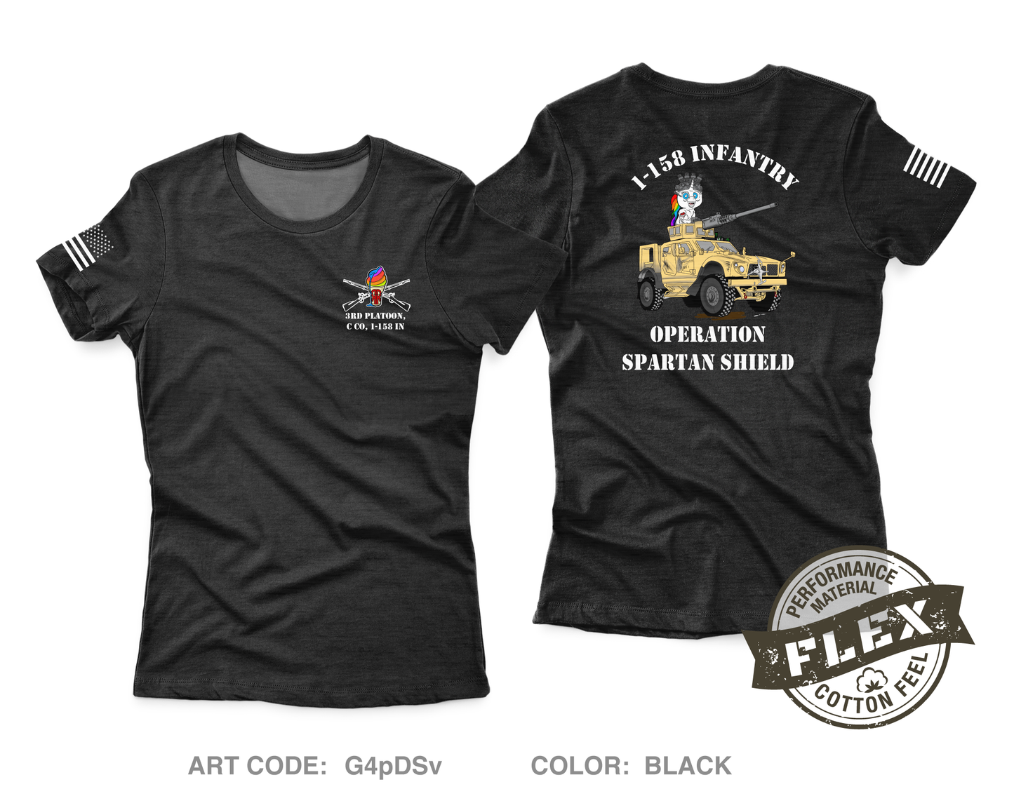 3rd Platoon, C Co, 1-158 IN Women's SS Flex Performance Tee - G4pDSv