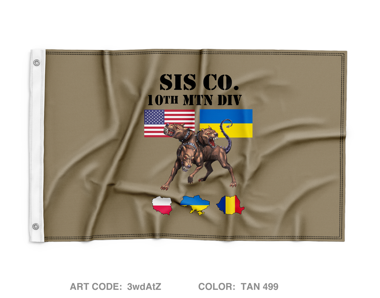 SIGNAL INTELLIGENCE SUSTAINMENT COMPANY, HHBN, 10TH MTN Wall Flag - 3wdAtZ