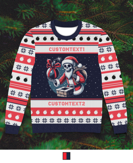 CUSTOM Emblem Ugly Holiday Faux Sweater Series - Santa Bomb