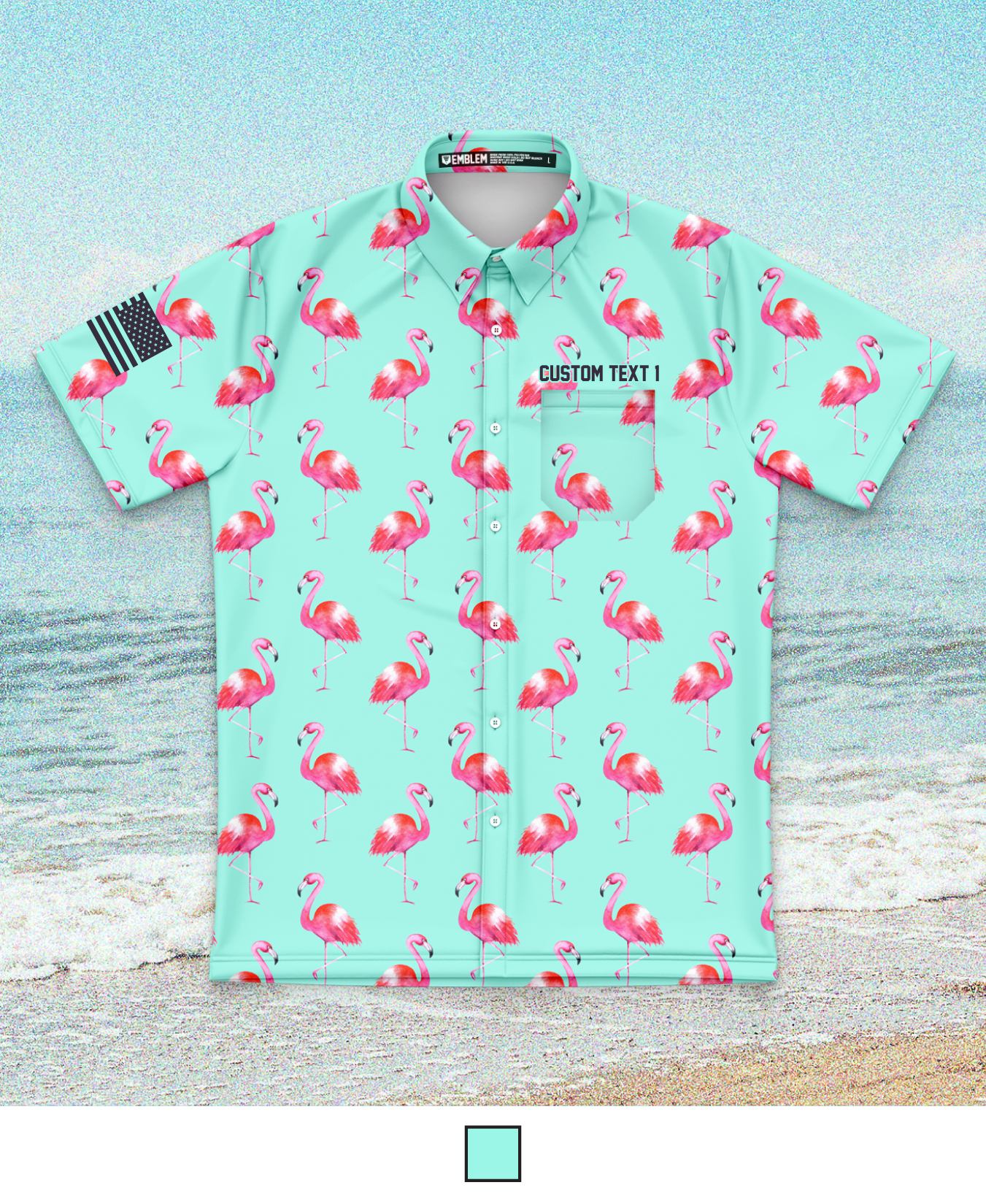 Custom Emblem Party Series Core Men's SS Performance Party Shirt - Mint Flamingo