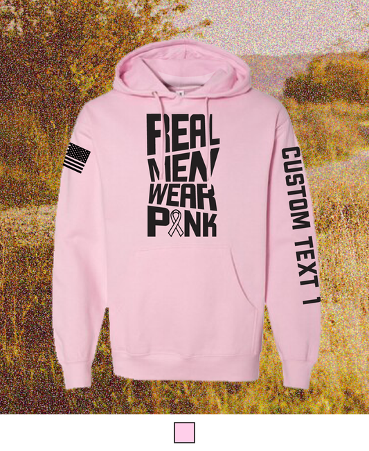 CUSTOM Breast Cancer Awareness Month Comfort Unisex Hooded Sweatshirt - Real Men Wear Pink