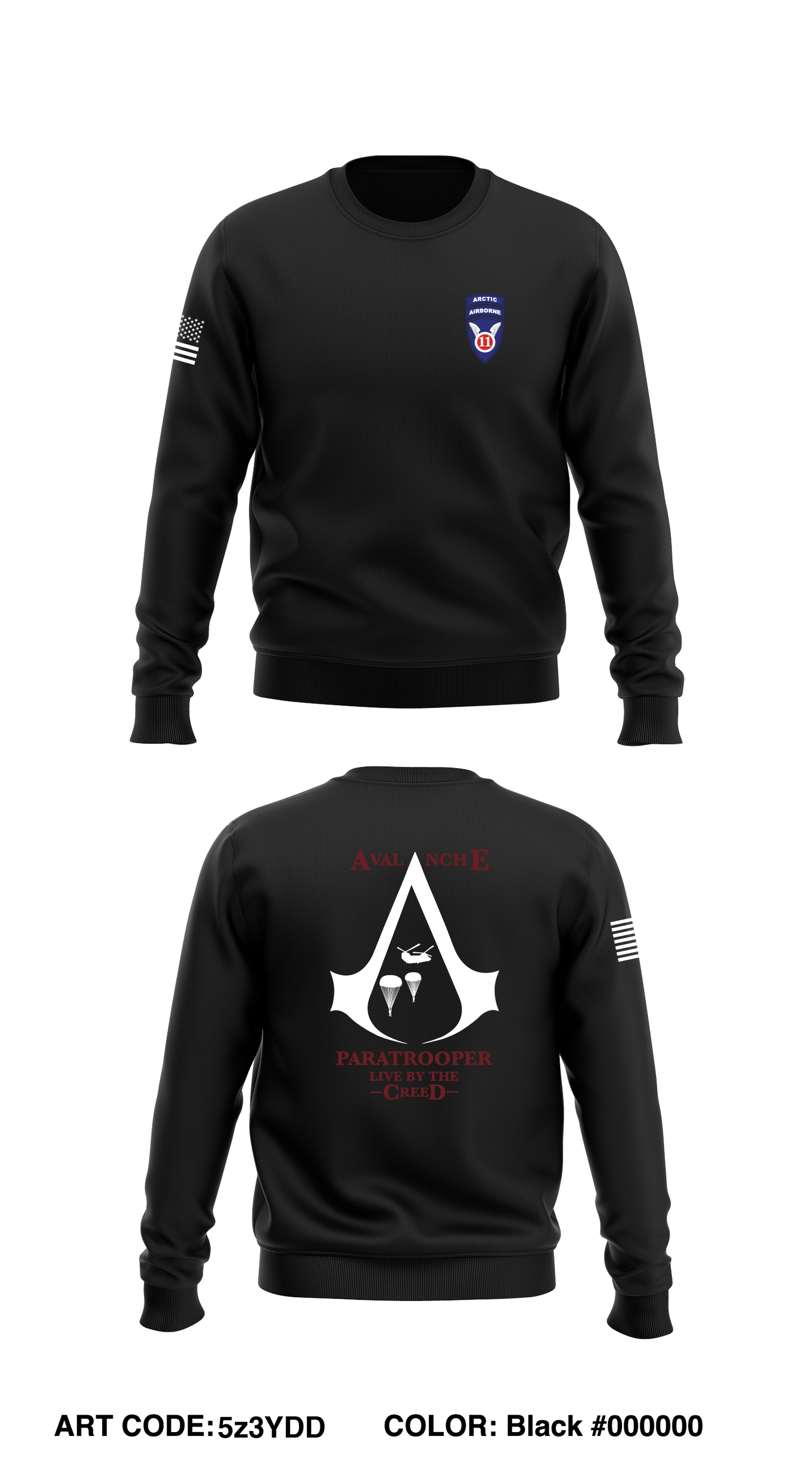 Avalanche Company, 725TH BSB, 2/11 ABN Div Core Men's Crewneck Performance Sweatshirt - 5z3YDD