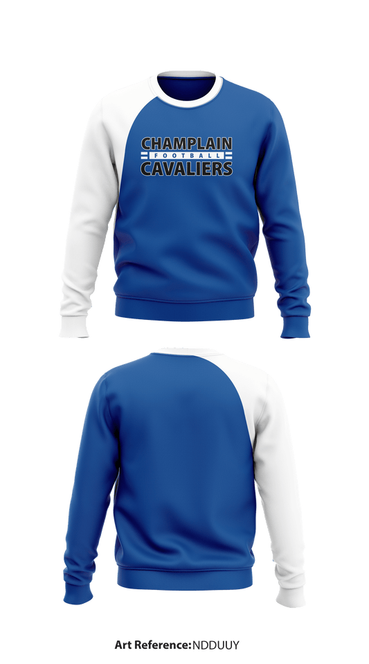 Champlain Cavaliers Football Core Men's Crewneck Performance Sweatshirt - NDduUy