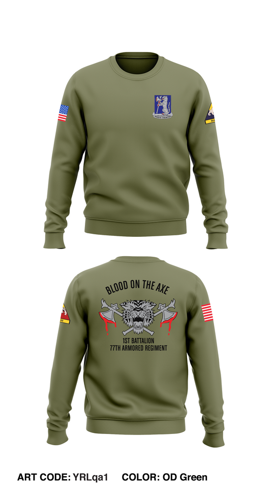 1st Battalion, 77th Armored Regiment Store 1 Core Men's Crewneck Performance Sweatshirt - YRLqa1